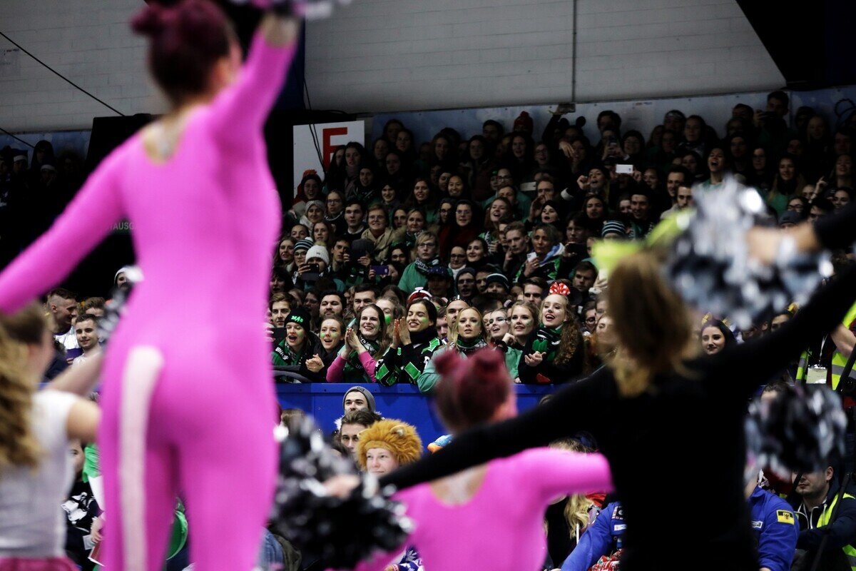 Fans schauen begeistert einer Cheerleading Show zu