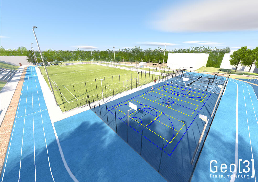 Visualisierung der neuen Au�ensportanlagen des HSZ